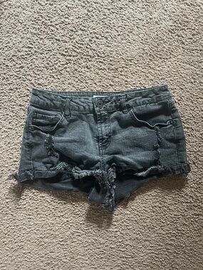 refuge Black Distressed Denim Cutoff Shorts